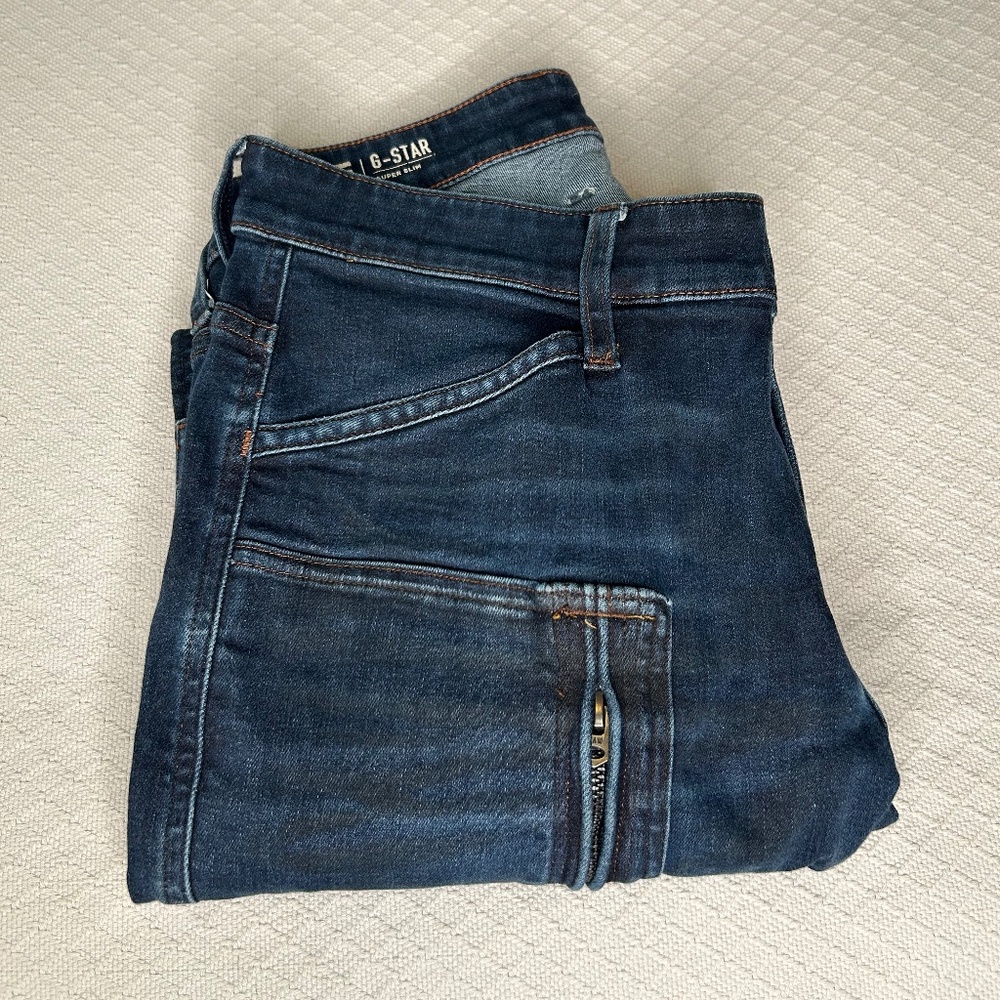 G-Star RAW Men's Super Slim Jeans, Dark Blue, 32 W, 30 L